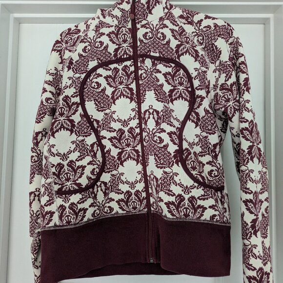VINTAGE Lululemon Scuba Hoodie | Full Zip | Paisley Print | Burgundy & Cream - Picture 1 of 4